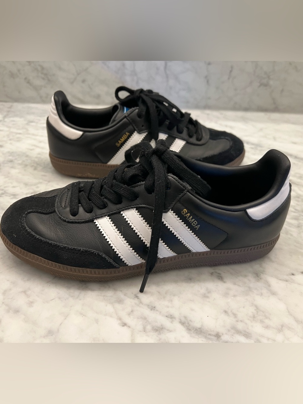 ADIDAS Samba Black Leather Sneakers with White Stripes